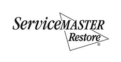 Black and white logo for Servicemaster Restore