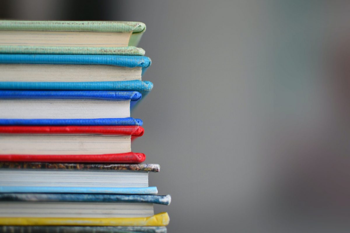 Colorful books in a stack